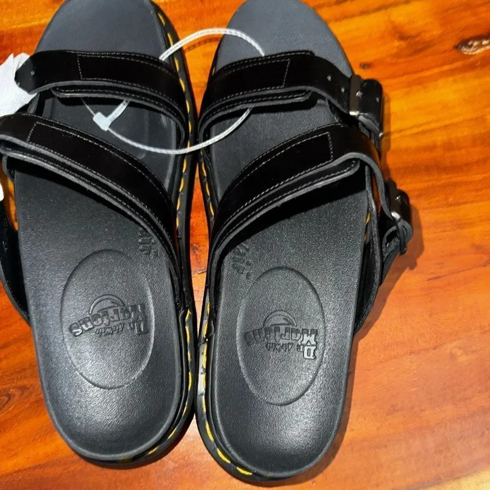 Dr. Martens MYLES BRANDO LEATHER BUCKLE SLIDE SANDALS new sz 10